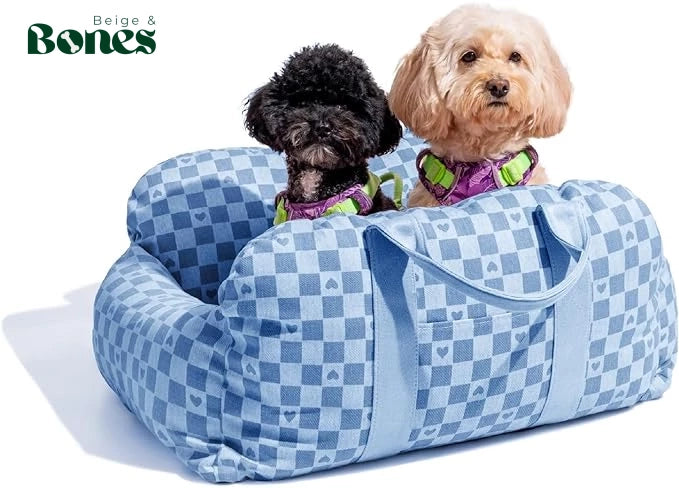 Checkered blue double large pet carrier