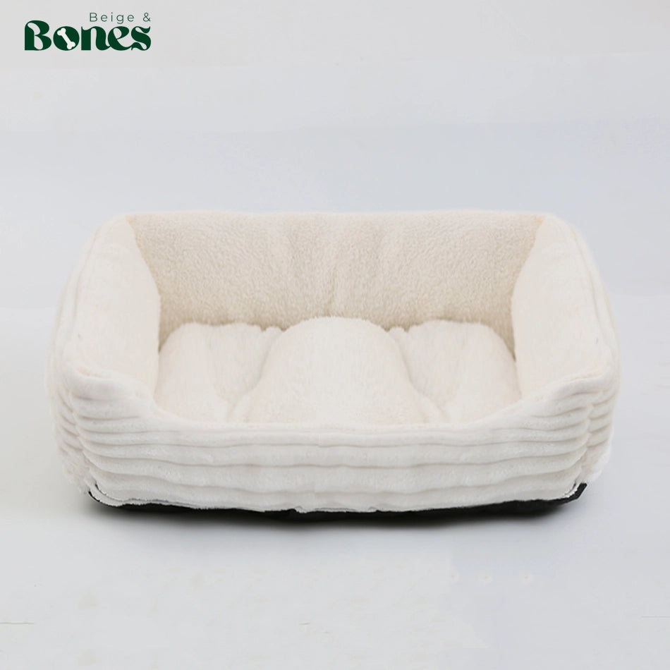 fluffy white cozy pet bed