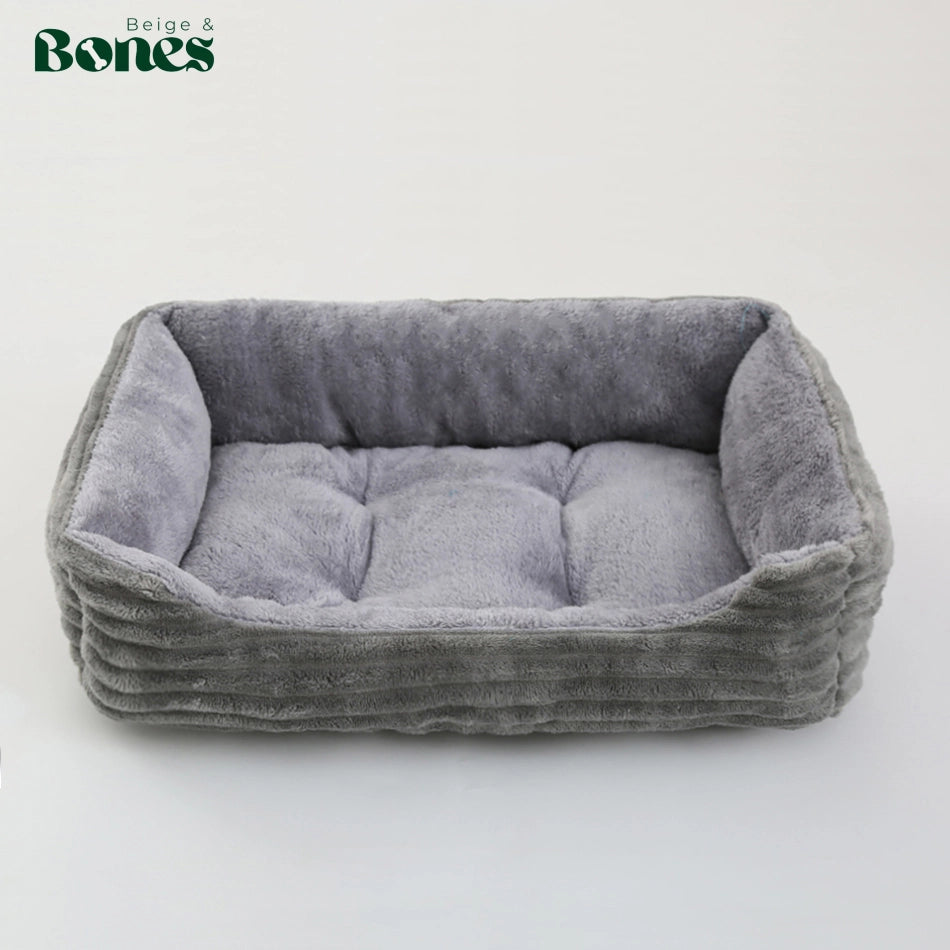 Fluffy grey cozy pet bed