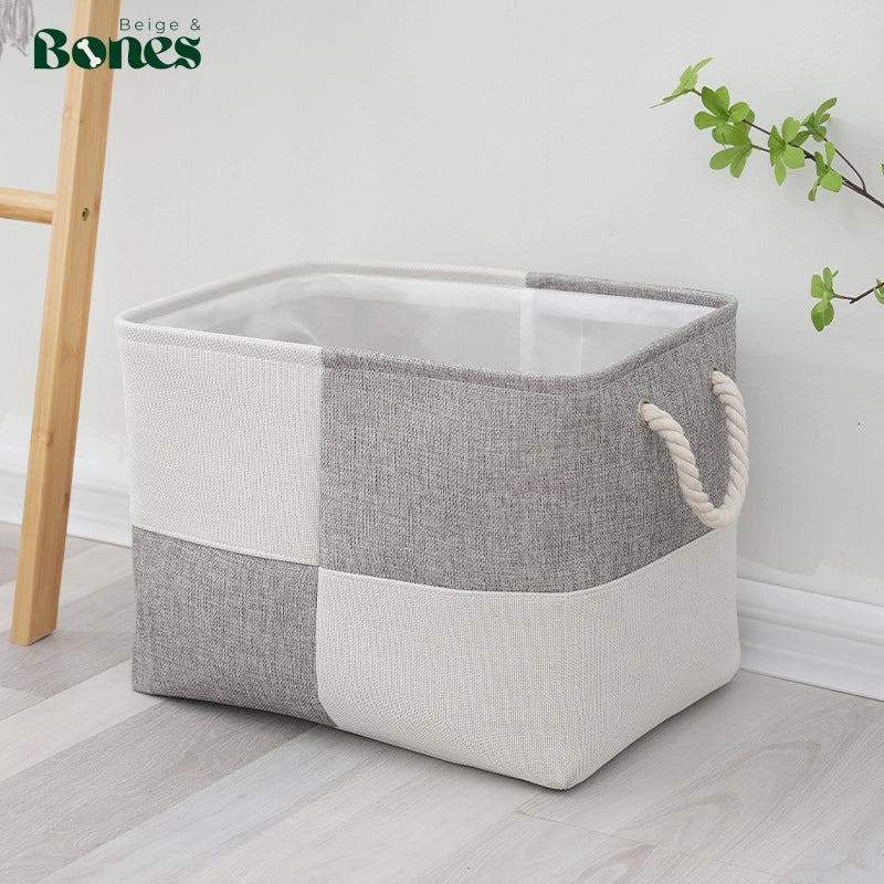 Grey Checkered Pet Toy Basket