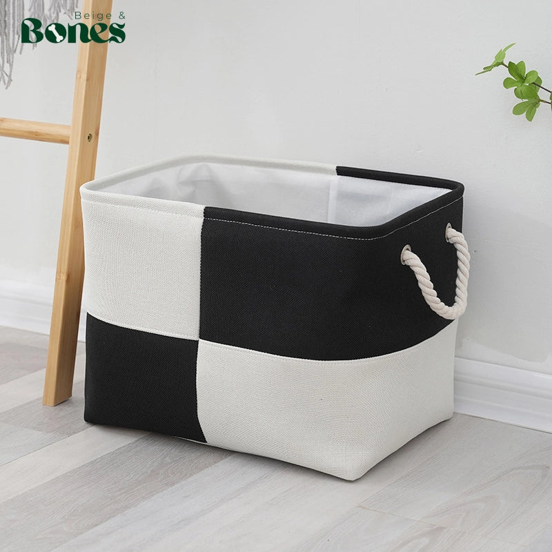 Black Checkered Pet Toy Basket