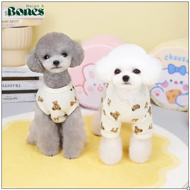 Two dogs wearing Baby Bear Pet Onesies